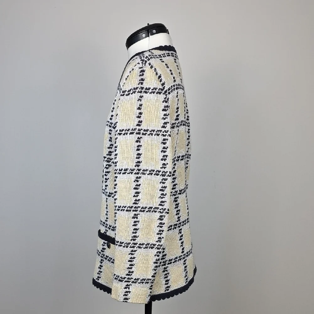 Vintage Tricoville Plaid Cardigan Sweater Jacket β Wool Blend, Button Front, 14 - Picture 4 of 8